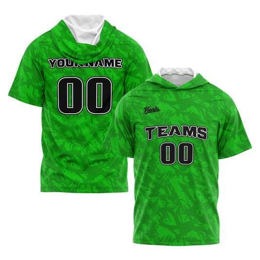 Benutzerdefinierte Grün Kurzarm-Kapuzenpullover für Männer Frauen Hemden mit Kapuzen gedruckt Name Logo