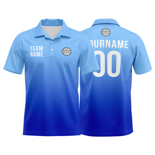 Benutzerdefinierte Hellblau Königliche Fußball Polo-Shirts Fügen Sie Ihr Einzigartiges hinzu Logo/Name/Nummer