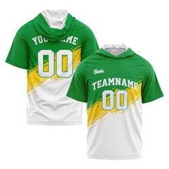 Benutzerdefinierte Grün Gelb Schwarz Kurzarm-Kapuzenpullover für Männer Frauen Hemden mit Kapuzen gedruckt Name Logo