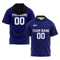 Benutzerdefinierte Schwarz Königlich Kurzarm-Kapuzenpullover für Männer Frauen Hemden mit Kapuzen gedruckt Name Logo