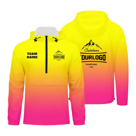 Anpassbare Gelb Rosa Winddichte Softshell Kapuzenjacke - Vollverschluss, Logo- & Text-Druck