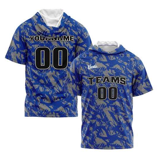 Benutzerdefinierte Königliches Grau Kurzarm-Kapuzenpullover für Männer Frauen Hemden mit Kapuzen gedruckt Name Logo