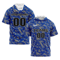 Benutzerdefinierte Königliches Grau Kurzarm-Kapuzenpullover für Männer Frauen Hemden mit Kapuzen gedruckt Name Logo