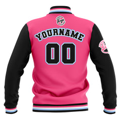 Benutzerdefiniert Schwarz Rosa Hellblau Wasserdichte Varsity Jacken Personalisiert genäht Name Nummer Logo zu Letterman Jacken