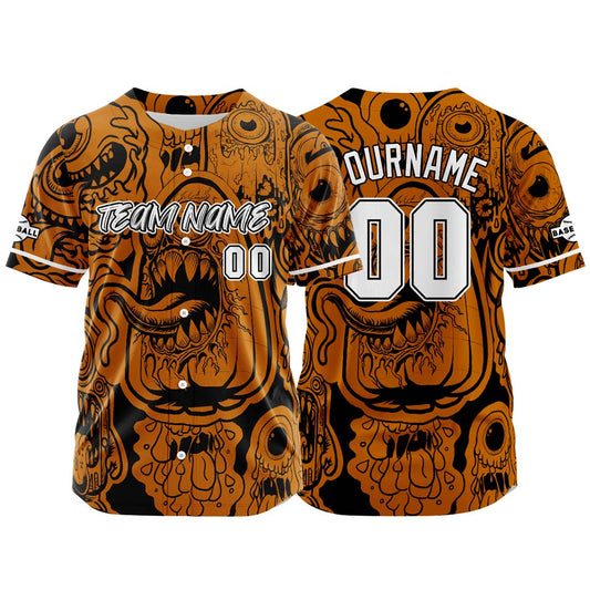 Benutzerdefinierte Baseball Jersey Personalisierte Baseball Shirt genäht und Druck Monster-Orange