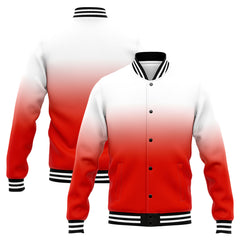 Benutzerdefinierte Verlauf Varsity-Jacke. Letterman-Jacke Weiß Rot