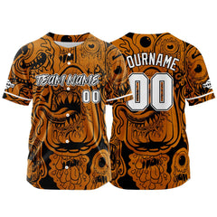 Benutzerdefinierte Baseball Jersey Personalisierte Baseball Shirt genäht und Druck Monster-Orange