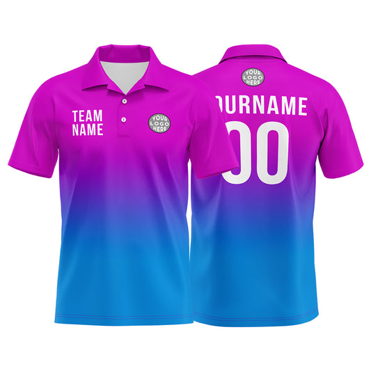 Benutzerdefinierte Rosa Lila Blau Fußball Polo-Shirts Fügen Sie Ihr Einzigartiges hinzu Logo/Name/Nummer
