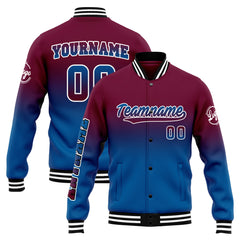 Benutzerdefinierte Verlauf Varsity-Jacke. Letterman-Jacke Burgunderblau