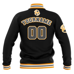 Benutzerdefiniert Schwarz Gelb Grau Wasserdichte Varsity Jacken Personalisiert genäht Name Nummer Logo zu Letterman Jacken