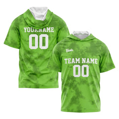 Benutzerdefinierte Grün Kurzarm-Kapuzenpullover für Männer Frauen Hemden mit Kapuzen gedruckt Name Logo