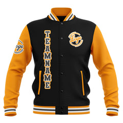 Benutzerdefiniert Schwarz Gelb Grau Wasserdichte Varsity Jacken Personalisiert genäht Name Nummer Logo zu Letterman Jacken