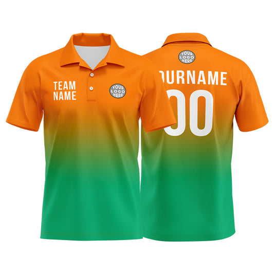 Benutzerdefinierte Orange Grün Fußball Polo-Shirts Fügen Sie Ihr Einzigartiges hinzu Logo/Name/Nummer
