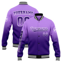 Benutzerdefinierte Verlauf Varsity-Jacke. Letterman-Jacke Lila