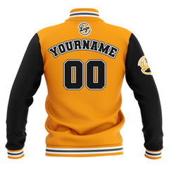 Benutzerdefiniert Schwarz Gelb Grau Wasserdichte Varsity Jacken Personalisiert genäht Name Nummer Logo zu Letterman Jacken
