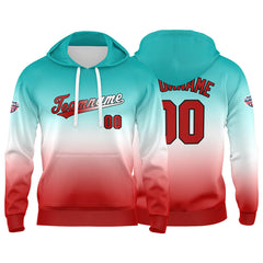 Benutzerdefinierter Verlauf Hoodie für Mann, Frau, Mädchen, Junge. Drucken Sie Ihr Logo, Ihren Namen und Ihre Nummer Weiß Rot