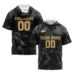 Benutzerdefinierte Schwarz Grau Kurzarm-Kapuzenpullover für Männer Frauen Hemden mit Kapuzen gedruckt Name Logo