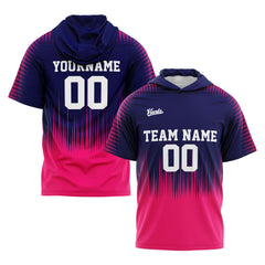 Benutzerdefinierte Marine Rosa Kurzarm-Kapuzenpullover für Männer Frauen Hemden mit Kapuzen gedruckt Name Logo