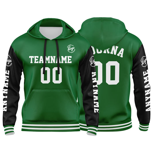 Benutzerdefinierter Grün Schwarz Hoodie für Mann, Frau, Mädchen, Junge. Drucken Sie Ihr Logo, Ihren Namen und Ihre Nummer