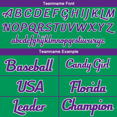 Benutzerdefinierte Authentisch Baseball-Trikot Grün- Lila