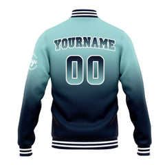 Benutzerdefinierte Verlauf Varsity-Jacke. Letterman-Jacke Light Teal Marine