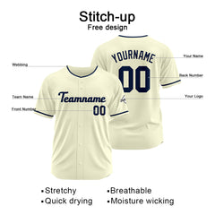 Benutzerdefinierte Authentisch Baseball-Trikot Creme-Marine
