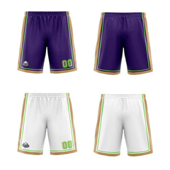 Benutzerdefinierte Lila Weißgold Neon Grün Reversible Basketball Jersey Personalisierte Print Name Nummer Logo