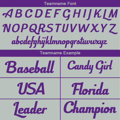 Benutzerdefinierte Authentisch Baseball-Trikot Grau- Lila