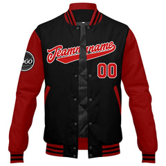 Benutzerdefinierte Verlauf Varsity-Jacke. Letterman-Jacke Rot Schwarz