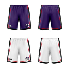 Benutzerdefinierte Lila Weiß Rot Reversible Basketball Jersey Personalisierte Print Name Nummer Logo