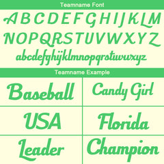 Benutzerdefinierte Authentisch Baseball-Trikot Creme-Grün