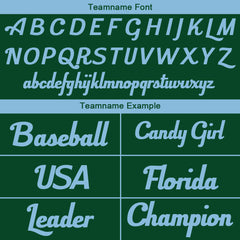 Benutzerdefinierte Authentisch Baseball-Trikot Dunkelgrün-Hellblau