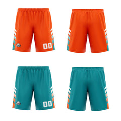 Benutzerdefinierte Orange Teal Weiß Reversible Basketball Jersey Personalisierte Print Name Nummer Logo