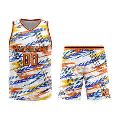 Benutzerdefinierter Weiß Orange Basketball Jersey Uniform Anzug gedruckt Ihr Logo Name Nummer