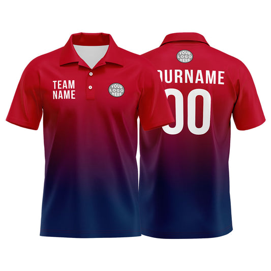 Benutzerdefinierte Rot Marine Fußball Polo-Shirts Fügen Sie Ihr Einzigartiges hinzu Logo/Name/Nummer