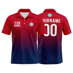 Benutzerdefinierte Rot Marine Fußball Polo-Shirts Fügen Sie Ihr Einzigartiges hinzu Logo/Name/Nummer