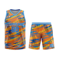 Benutzerdefinierter Orange Blau Basketball Jersey Uniform Anzug gedruckt Ihr Logo Name Nummer