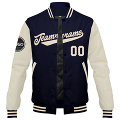 Benutzerdefinierte Verlauf Varsity-Jacke. Letterman-Jacke Marine Creme