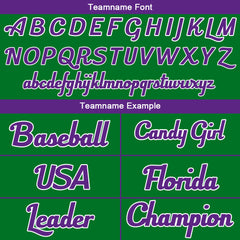 Benutzerdefinierte Authentisch Baseball-Trikot Kelly Grün- Lila