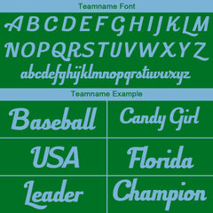 Benutzerdefinierte Authentisch Baseball-Trikot Kelly grün-Hellblau