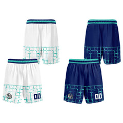 Benutzerdefinierte Weiß Teal Marine Reversible Basketball Jersey Personalisierte Print Name Nummer Logo