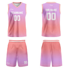 Benutzerdefinierter Lila Rosa Weiß Farbverlauf Basketball Jersey Uniform Anzug gedruckt Ihr Logo Name Nummer