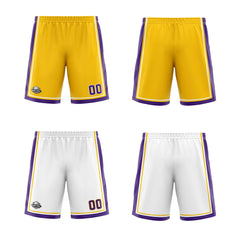 Benutzerdefinierte Gelb Weiß Lila Reversible Basketball Jersey Personalisierte Print Name Nummer Logo
