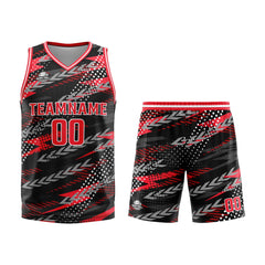 Benutzerdefinierter Schwarz Rot Basketball Jersey Uniform Anzug gedruckt Ihr Logo Name Nummer