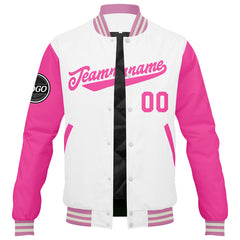 Benutzerdefinierte Verlauf Varsity-Jacke. Letterman-Jacke Pink