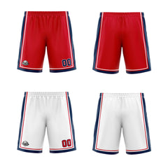 Benutzerdefinierte Rot Weiß Marine Reversible Basketball Jersey Personalisierte Print Name Nummer Logo