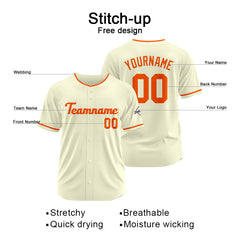 Benutzerdefinierte Authentisch Baseball-Trikot Creme-Orange