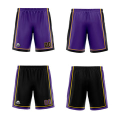 Benutzerdefinierte Lila Schwarz Gelb Reversible Basketball Jersey Personalisierte Print Name Nummer Logo