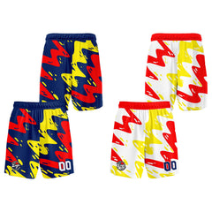 Benutzerdefinierte Marine Rot Gelb Reversible Basketball Jersey Personalisierte Print Name Nummer Logo