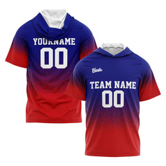 Benutzerdefinierte Königlich Rot Kurzarm-Kapuzenpullover für Männer Frauen Hemden mit Kapuzen gedruckt Name Logo